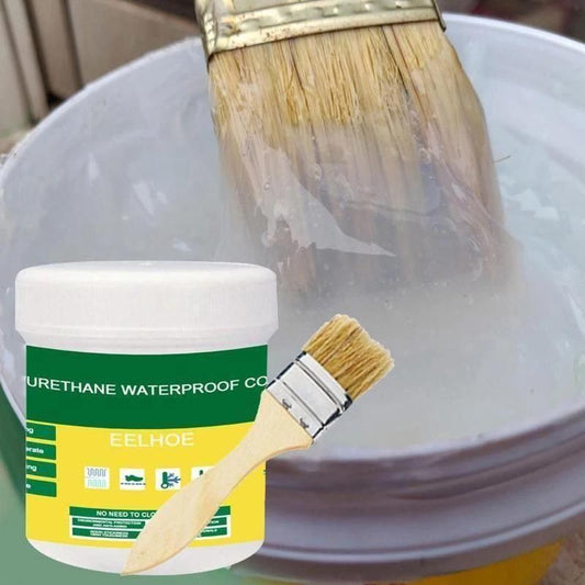 EELHOE Polyurethane Waterproof Coating – Transparent Leak-Proof Sealant Paste with Brush for Roof, Wall, Tile & Pipe Repair