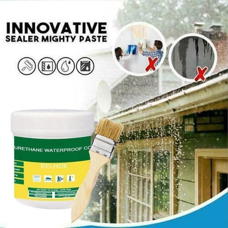 EELHOE Polyurethane Waterproof Coating – Transparent Leak-Proof Sealant Paste with Brush for Roof, Wall, Tile & Pipe Repair