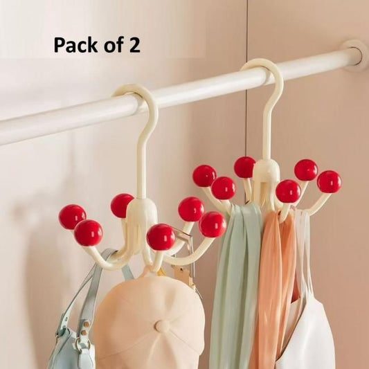 360° Rotating Hook Hanger (Pack of 2) – Space-Saving Multi-Purpose Wall Hooks for Kitchen, Bathroom, Closet & More