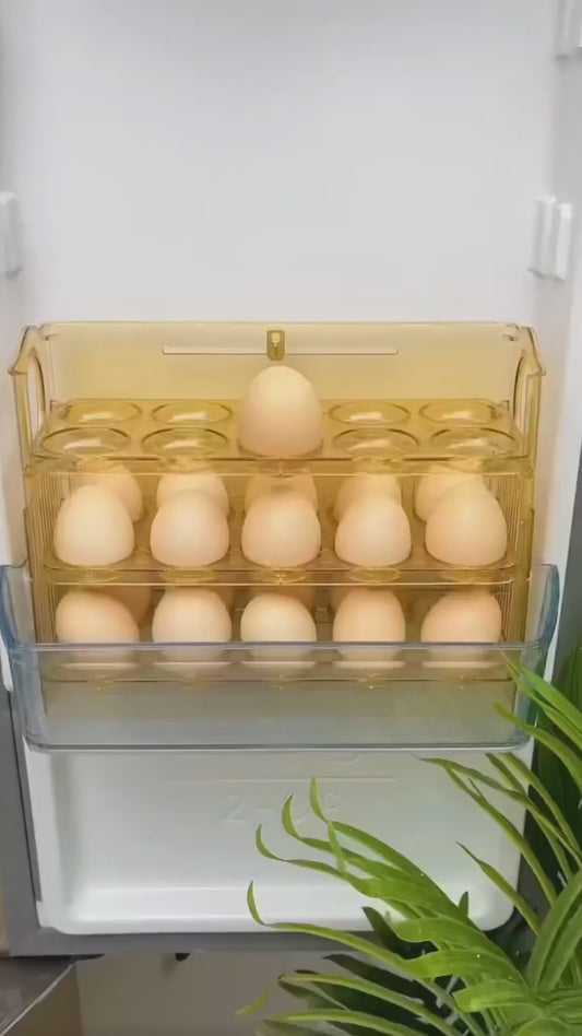 Plastic Egg Rack Fridge Egg Tray Worktop Egg Holder for Fresh Eggs 3 Layer Flip Type Egg Rack Organiser 24 Grid Egg Holder Tray